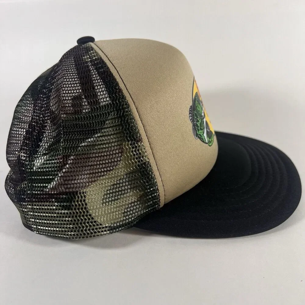 Bass Pro Shops Foam Trucker Hat Tan/Camo Mesh Snapback One Size Adjustable NWOT